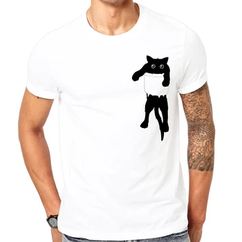 Nové Módne populárne Black cat vrecku umenie Vytlačené T-Shirt 2022 v Pohode Mužov Letné Tričko Značky Módnych Bežné Pohodlné Topy