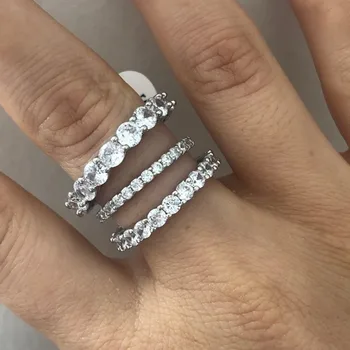 choucong Večnosti Promise Ring 2/3/4 mm diamant 925 Sterling Silver Zapojenie Svadobné Kapela Prstene pre ženy, mužov Strany Šperky