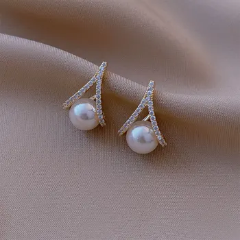 Nový Luxusný Drahokamu Pearl Stud Náušnice pre Ženy Móda kórejský Elegantné Geometrické Pearl Náušnice 2022 Trend Strany Šperky Darček