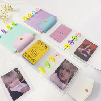 Mini Card Collection Karty Album, 3-Palcový Úložisko Fotografií Album Macaron Farba Húb Otvor Album