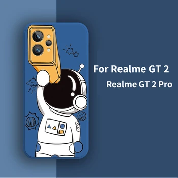 Pre OPPO Realme GT 2 Pro GT2 Pro GT2Pro Silikónové Telefón Prípadoch Shell All-inclusive Anti-Jeseň Matný Mäkký Kryt Cartoon Astronaut