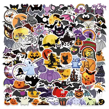 100ks Halloween Roztomilý Bat Ghost Cartoon Graffiti Samolepky, Laptop Batožiny Gitara Skateboard Nepremokavé Deti Klasické Nálepky Odtlačkový