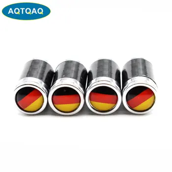 AQTQAQ 4 Ks/Set Meď + Carbon Fiber Nemecko Vlajkou Štýl Pneumatiky vretena Ventilu Spp Pneumatiky Kolesa Kmeňových Vzduchu Ventilom Čiapky pre Auto Autá