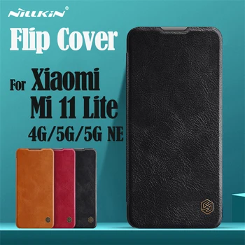 Pre Xiao Mi 11 Lite 4G 5G NE Flip Prípade Nillkin Qin Kože Flip Cover Karty Pocket Book obal Pre Xiao Mi11 Lite Telefón Taška
