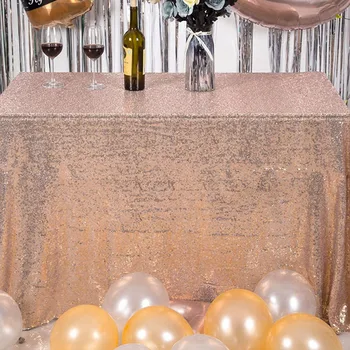 6*4 ft Rose Gold Obrus Obdĺžnikový Stôl Horný Kryt Výzdoba Svadby, Narodeniny Dieťa Sprcha Strany Stôl Runner s Lesklým Sequin