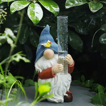 Záhrada Víla Socha Dážď Meradlá Vonkajšie Gnome Ručne Maľované Gnome Socha Vody Meradlo pre Dážď Záhrade Strom Dekor Rain Gauge